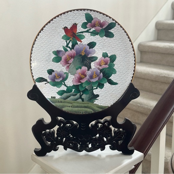 Antique Oriental Decor exquisitely created w/ ornately designed stand. SKU 243